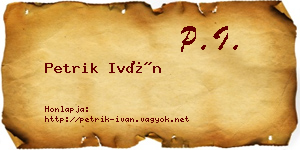 Petrik Iván névjegykártya